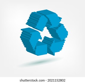 recycle pixel symbol sign vector logo isolated 3d