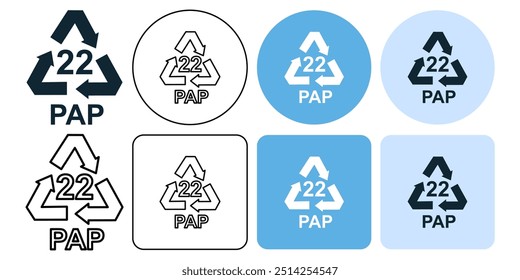 Reciclar papel normal símbolo papel normal. PAP, símbolo de símbolo de signo de reciclaje, diseño ui y ux, glifos y línea de trazo