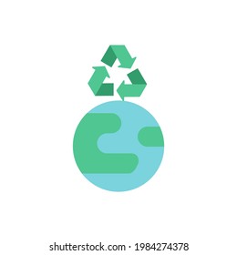 Recycle for planet preservation vector flat color icon. Global ecology and environmental protection. Zero waste campaign. Cartoon style clip art for mobile app. Isolated RGB illustration