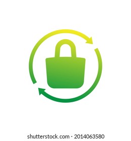 Recycle plastic bag icon on white