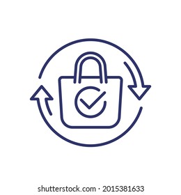 Recycle plastic bag line icon