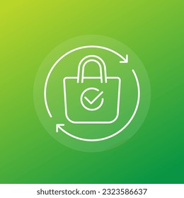 Recycle plastic bag line vector icon