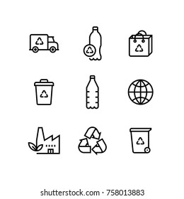 Recycle Plastic Bottle Eco Icon Set
