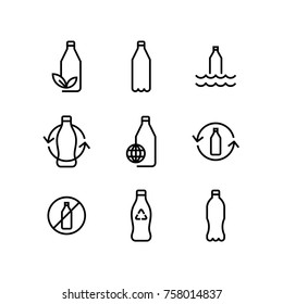 Recycle Plastic Bottle Eco Icon Set