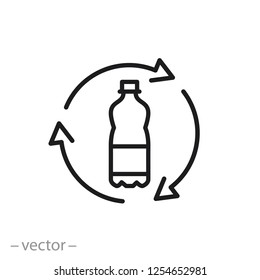 recycle plastic bottle icon, line sign on white background - editable vector illustration eps10