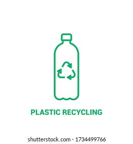 Recycle plastic bottle icon or logo design. Bottle with recycle symbol. Vector outline icon