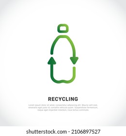 Recycle plastic bottle icon or logo design. Bottle with recycle symbol. Vector outline icon