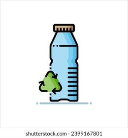 Icono De Botella Plástica De Reciclaje Estilo Monolíneo, Anchura De Un Solo Trazo Vector Ilustración De Arte