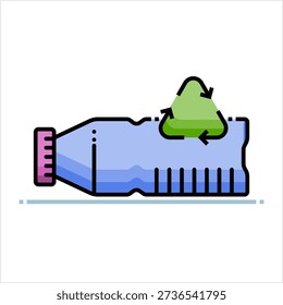 Recycle Plastic Bottle Icon Monoline Style, Single Stroke Width Vector Art Illustration