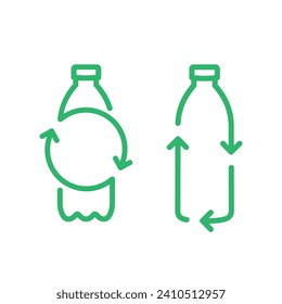 Recycle plastic bottle icon. Pet bottle with arrows recycling sign vector illustration