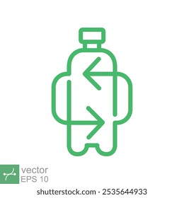 Recycle plastic bottle icon. Simple outline style. Green, circle arrow, health nature, organic, environment concept. Line vector illustration isolated on white background. EPS 10.
