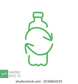 Recycle plastic bottle icon. Simple outline style. Green, circle arrow, health nature, organic, environment concept. Line vector illustration isolated on white background. EPS 10.