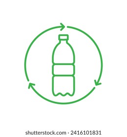 Recycle plastic bottle icon. Bottle with recycle symbol. Line vector