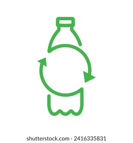 Recycle plastic bottle icon. Bottle with recycle symbol. Line vector