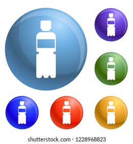 Recycle plastic bottle icons set vector 6 color isolated on white background