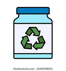 Recycle Plastic Bottle Jar Vector Icon Set - Environment, Sustainability, Waste, Green, Reduce, Reuse, Glass, Container, Outline, Flat, Editable Line Weight