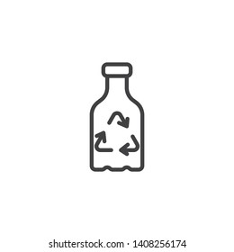 Recycle plastic bottle line icon. linear style sign for mobile concept and web design. Bottle with Recycling arrows outline vector icon. Symbol, logo illustration. Vector graphics