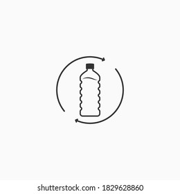 Reciclar el icono de la línea de botellas de plástico. Vector de reciclado de productos plásticos