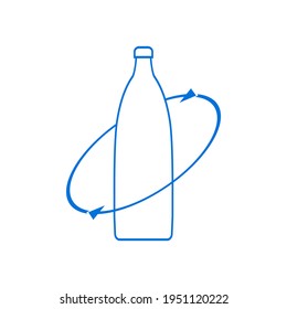 Recycle plastic bottle. Line and outline vector icon, logo, symbol. Isolated clipart and drawing on white background. 