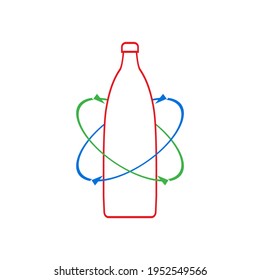 Plastikflasche recyceln. Linie und Umriss Vektorsymbol, Logo, Symbol. Einzige Clipart-Kunst und Zeichnung auf weißem Hintergrund. 