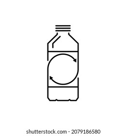 Reciclar botella de plástico. Vector de línea. Aislar sobre fondo blanco.