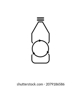 Recycle plastic bottle. Line vector. Isolate on white background.