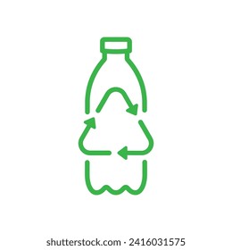 Recycle plastic bottle. Line vector.