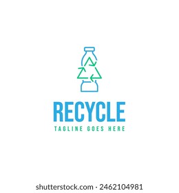 Recycle plastic bottle logo design template vector illustration idea