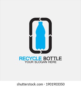 Reciclar el diseño del icono del logotipo del frasco de plástico como ilustración vectorial.Botella con símbolo de reciclado. Símbolo de reciclado de plástico Icono plano ilustración vectorial