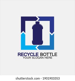 Recycle plastic bottle logo icon vector illustration design.Bottle with recycle symbol. Plastic recycling symbol flat icon-vector illustration