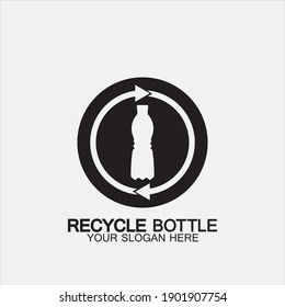 Recycling Plastikflasche Logo Symbol Vektorgrafik Design.Flasche mit Recyclingsymbol. Plastikwiederverwertungssymbol mit flachem Symbol, Vektorgrafik