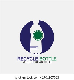 Reciclar el diseño del icono del logotipo del frasco de plástico como ilustración vectorial.Botella con símbolo de reciclado. Símbolo de reciclado de plástico Icono plano ilustración vectorial