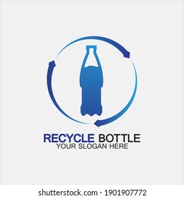 Reciclar el diseño del icono del logotipo del frasco de plástico como ilustración vectorial.Botella con símbolo de reciclado. Símbolo de reciclado de plástico Icono plano ilustración vectorial