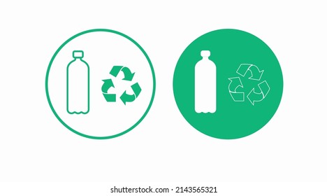 Recycle plastic bottle logo or icon set design. Vector isolated set of illustrations