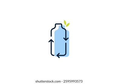 Recycle plastic bottle logo icon outline vector outline blue monoline color