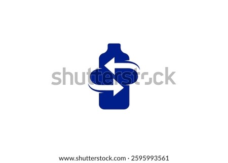 Recycle plastic bottle logo icon in flat blue color design vector