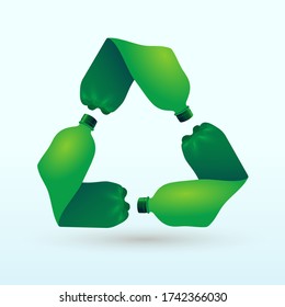 Recycle Plastic Bottle. Pet Recycling Eco Icon. Flat Design Recycle Icon Page Symbol For Your Website, Logo, App, UI. Vector Illustration. Isolated On White Background.