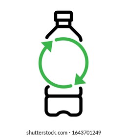 Recycle plastic bottle. Simple design. Line vector. Isolate on white background.