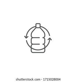 Símbolo del vector del frasco de plástico reciclado aislado en fondo blanco