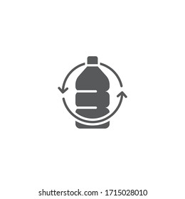 Símbolo del vector del frasco de plástico reciclado aislado en fondo blanco