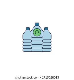 Símbolo del vector del frasco de plástico reciclado aislado en fondo blanco