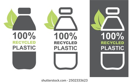 Recycle plastic bottle, - vector icon logo badge.