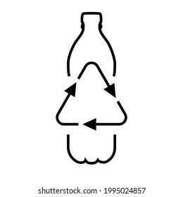 Reciclar el icono de la línea vectorial del frasco de plástico. Logo aislado en el fondo blanco. 