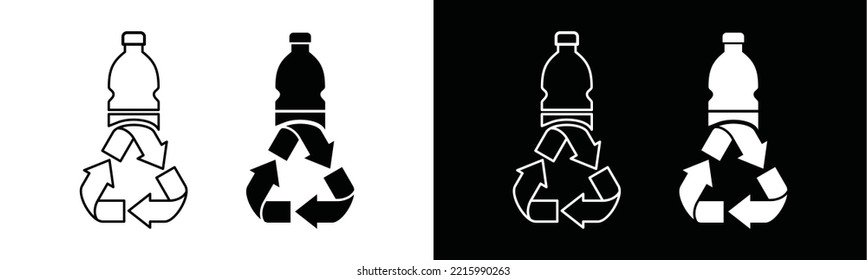 Recycle plastic bottles icon vector. Bottle with recycling symbol illustration. Plastic waste or plastic garbage sign silhouette