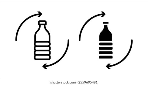 Recycle plastic Icon collection in filled and stroke style.