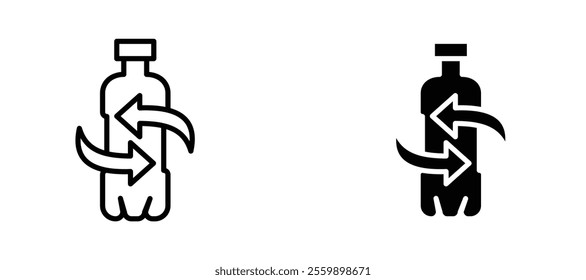 Recycle plastic Icon set in black color for ui designs