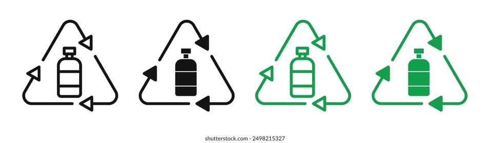 Recycle plastic iconicon vector collection in outlined and solid style