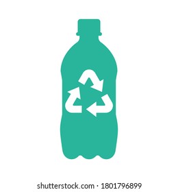 Recycle Plastic Logo Icon, Arrows Pet Bottle Shape Recycling Sign, Reusable Ecological Preservation Concept, Isolated On White Background, Vector Illustration