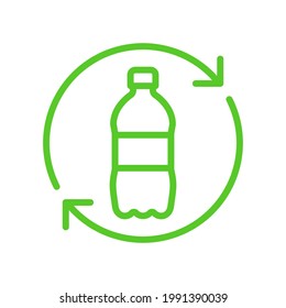 Recycle Plastic Logo Icon, Arrows Pet Bottle Shape Recycling Sign, Reusable Ecological Preservation Concept, Pictogram Flat Design, Isolated On White Background, Vector Illustration