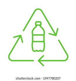 Recycle Plastic Logo Icon, Arrows Pet Bottle Shape Recycling Sign, Reusable Ecological Preservation Concept, Isolated On White Background, Vector Illustration